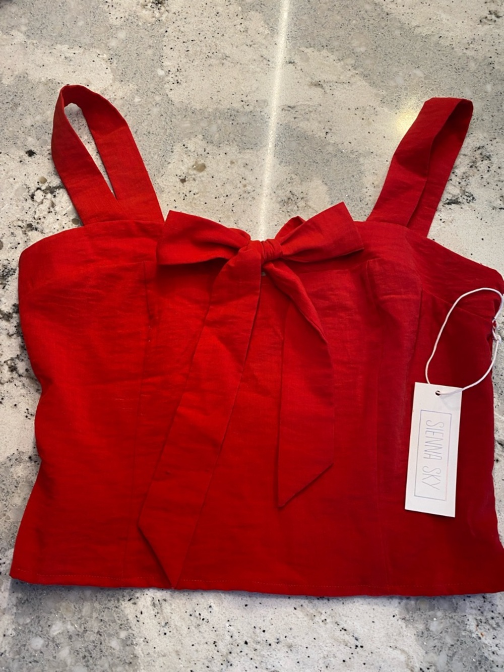Sienna Sky Bright Red Tie-Front Crop Top Concert Festival Poolside Beach Vibes
